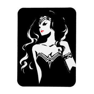 Magnet Flexible Ligue de Justice   Wonder Woman Noir Pop Art