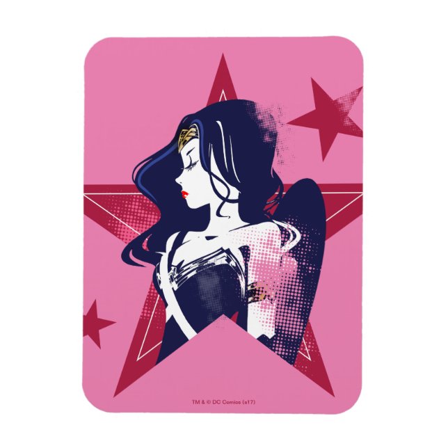 Magnet Flexible Ligue de Justice | Wonder Woman & Stars Pop Art (Vertical)