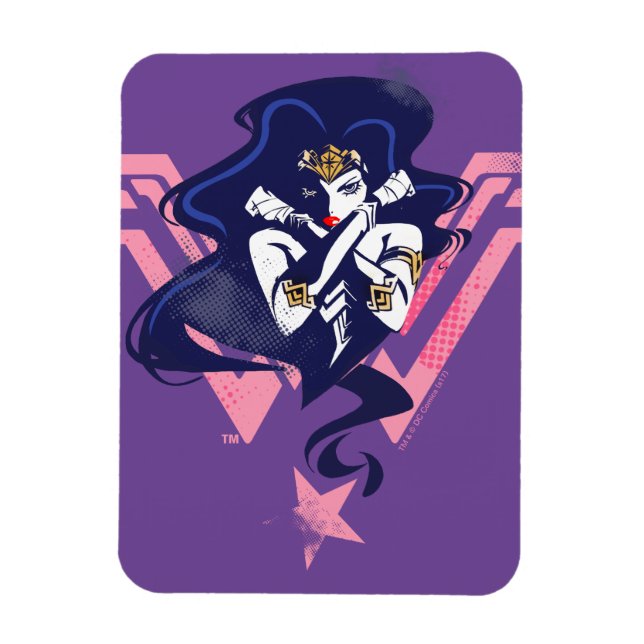 Magnet Flexible Ligue de Justice | Wonder Woman & Symbol Pop Art (Vertical)