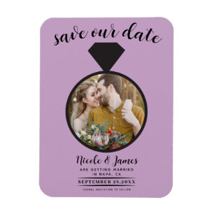 Magnet Flexible Lilac Purple Mariage Bague photo Enregistrer la da
