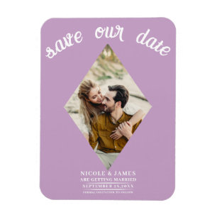 Magnet Flexible Lilac Purple Pink Photo Wedding Enregistrer la dat