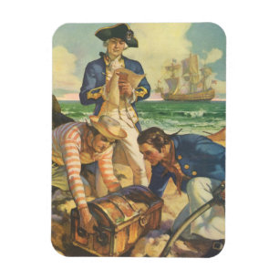 Magnet Flexible L'île au trésor, contes de fées vintage pirates