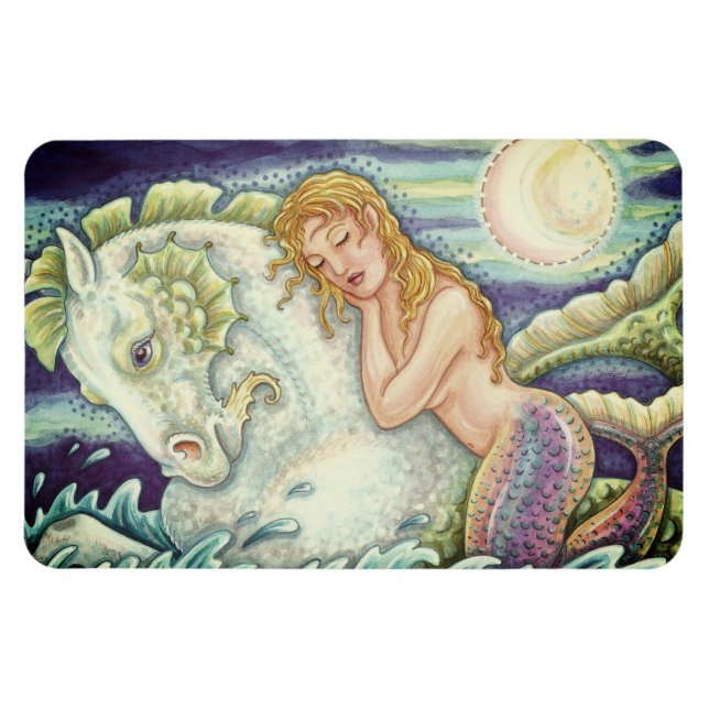 MAGNET FLEXIBLE L'IMAGINAIRE DE MARINE MERMAID À MERHORSE, SEAHORS (Horizontal)