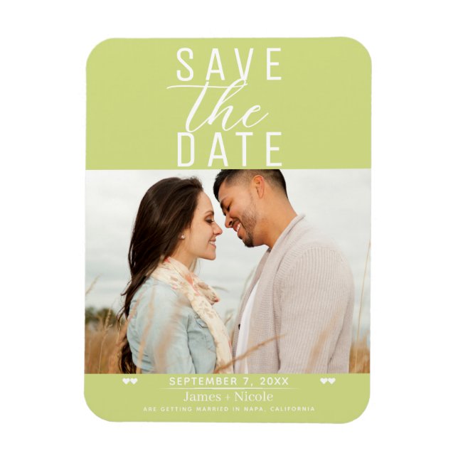 Magnet Flexible Lime de citron moderne Enregistrer la date Mariage (Vertical)