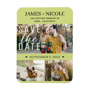 Magnet Flexible Lime de citron moderne Enregistrer la date Mariage