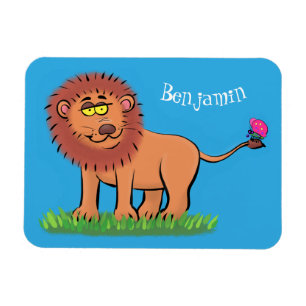 Magnet Flexible Lion heureux avec illustration de papillon de dess
