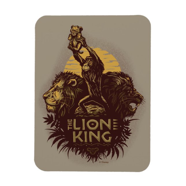Magnet Flexible Lion King | Rafiki présente Simba Woodcut Design (Vertical)
