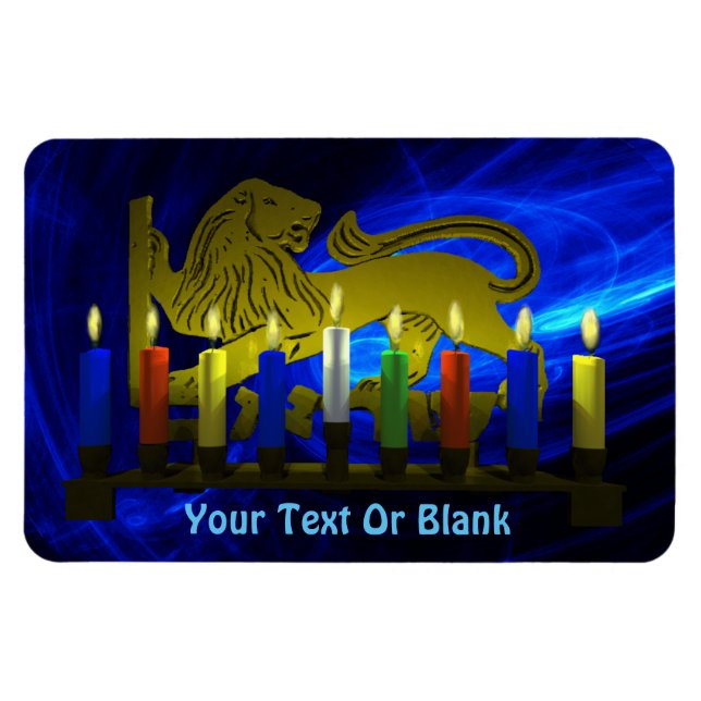 Magnet Flexible Lion Menorah en laiton de Chanukkah (Horizontal)