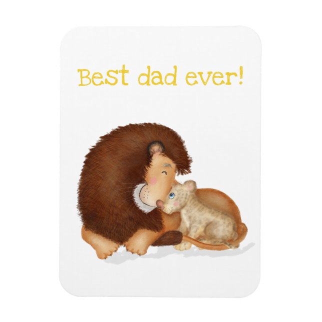 Magnet Flexible Lion mignon et petit aimant "Best papa ever" (Vertical)