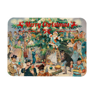 Magnet Flexible Lithographie de l'arbre de Noël Vintage