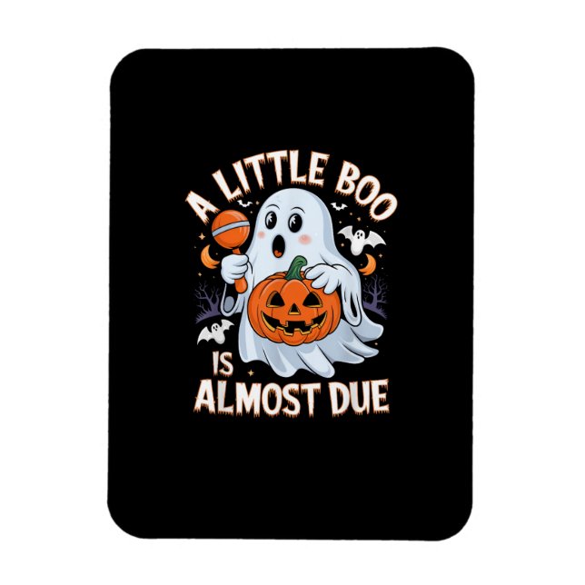 Magnet Flexible Little Boo est presque due Cute Halloween Grossess (Vertical)