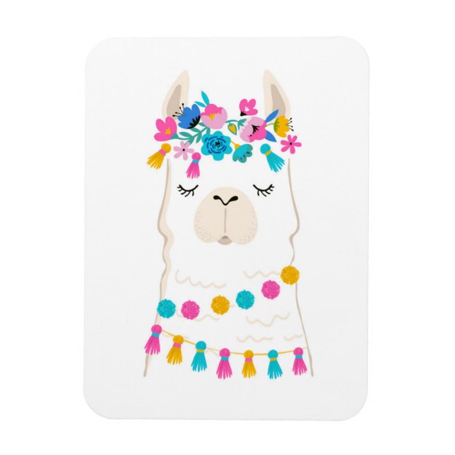Magnet Flexible Llama florale mignonne (Vertical)