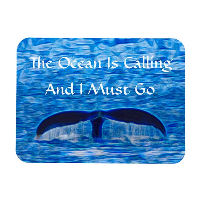 Magnet Flexible L'océan appelle la baleine Tail Blue Ocean (Horizontal)