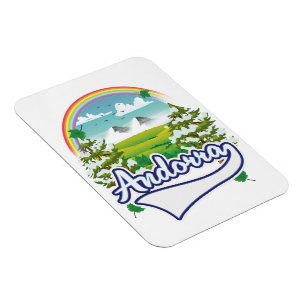 Magnet Flexible logo de voyage rétro d'Andorre