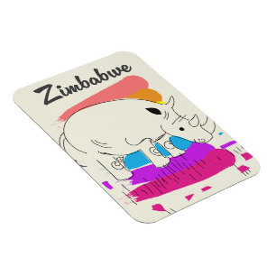 Magnet Flexible Logo de voyage rétro du Zimbabwe