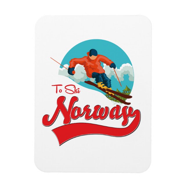 Magnet Flexible Logo Norvège à Ski. (Vertical)