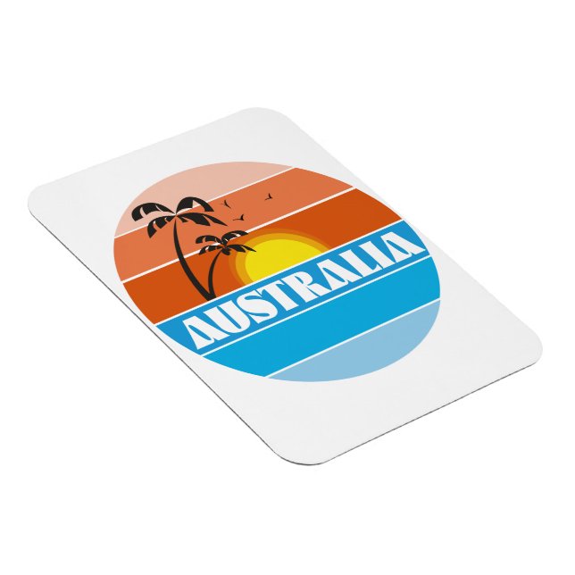 Magnet Flexible Logo rétro du coucher de soleil australien des ann (Côté Droit)