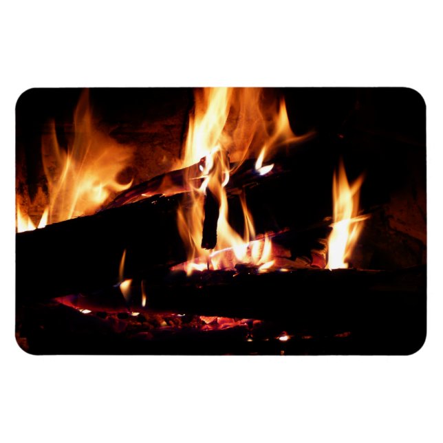 Magnet Flexible Logs dans la cheminée Photographie de feu chaud (Horizontal)