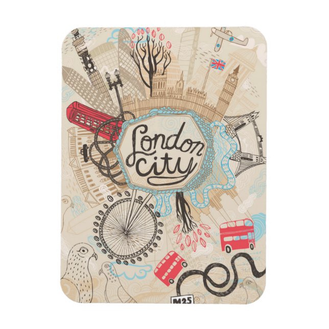 Magnet Flexible London City Doodle Art (Vertical)
