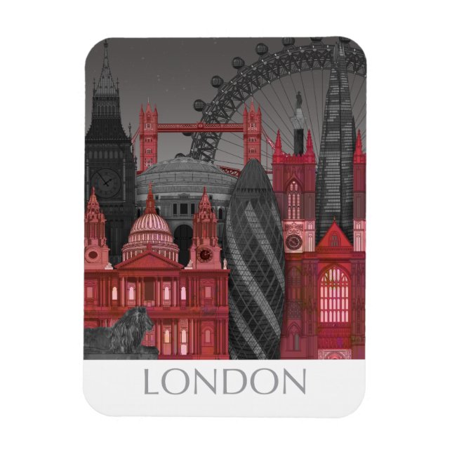 Magnet Flexible London Elevages by Night - Rouge (Vertical)