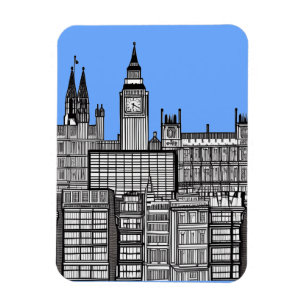 Magnet Flexible Londres Cityscape noir et blanc