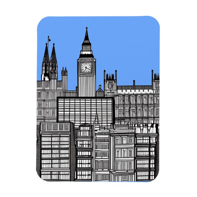 Magnet Flexible Londres Cityscape noir et blanc (Vertical)