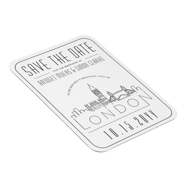 Magnet Flexible Londres, Royaume-Uni Mariage Styliszed Skyline Enr (Côté Droit)
