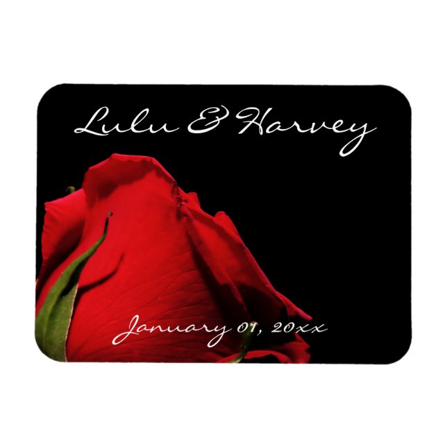 Magnet Flexible Long Stemmed Red Roses Mariage personnel (Horizontal)