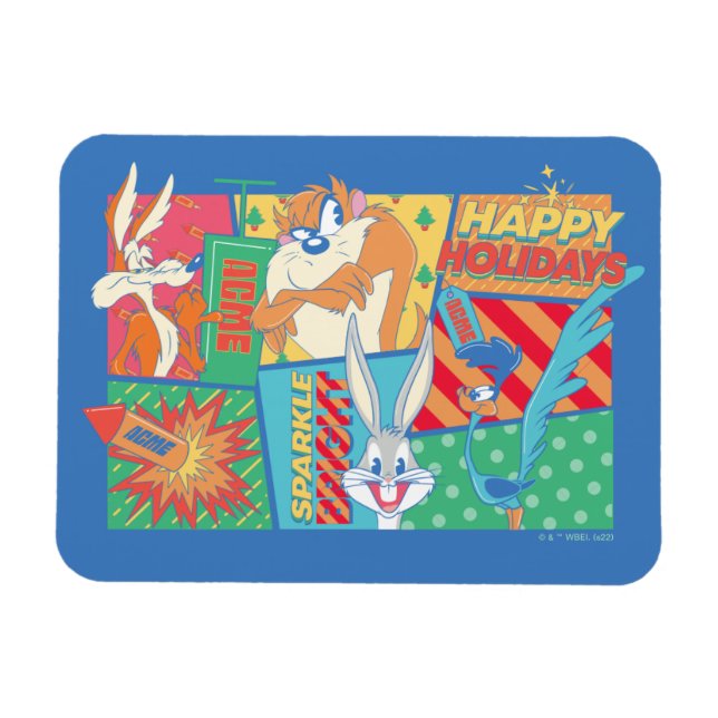 Magnet Flexible LOONEY TUNES™ | Joyeux Motif de vacances (Horizontal)