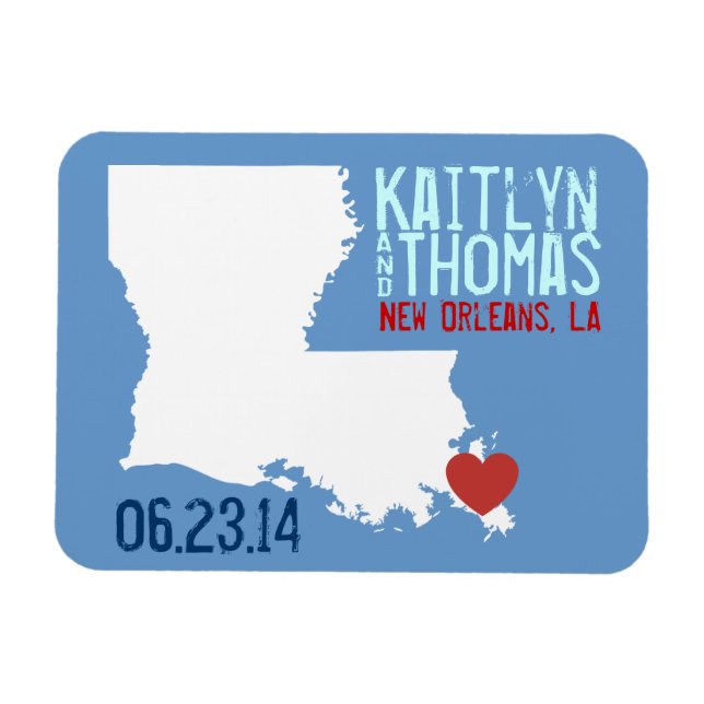 Magnet Flexible Louisiana Enregistrer la date - Ville personnalisa (Horizontal)