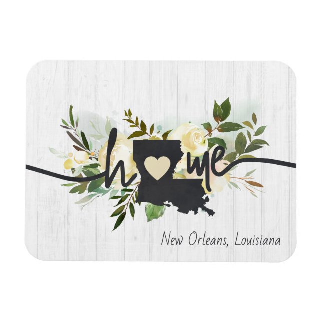 Magnet Flexible Louisiana State Personnalisé votre ville natale Ru (Horizontal)