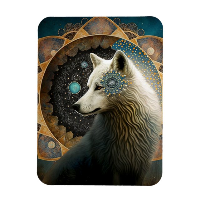 Magnet Flexible Loup blanc Mandala (Vertical)