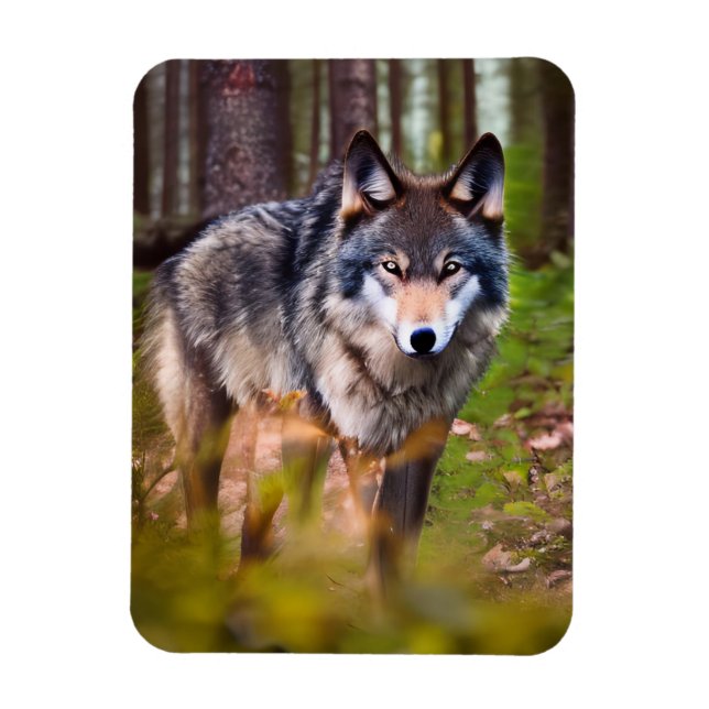 Magnet Flexible Loup dans la forêt (Vertical)