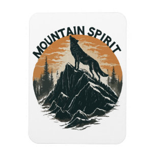 Magnet Flexible Loup de la majesté montagneuse hurlant sur le pic