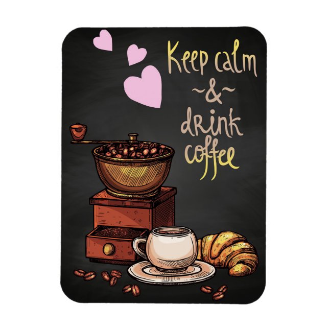 Magnet Flexible Louveur De Café Restez Calme Et Boire Café (Vertical)