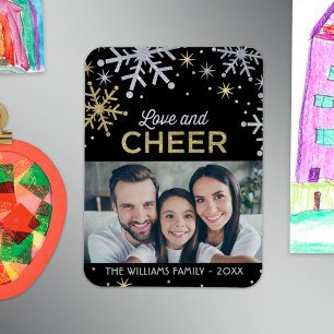 Magnet Flexible Love and Cheer Silver and Gold Snowflakes Photo