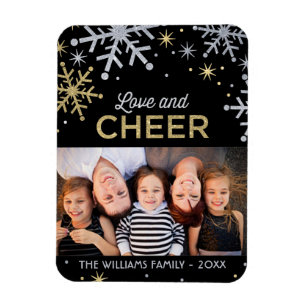 Magnet Flexible Love and Cheer Silver and Gold Snowflakes Photo