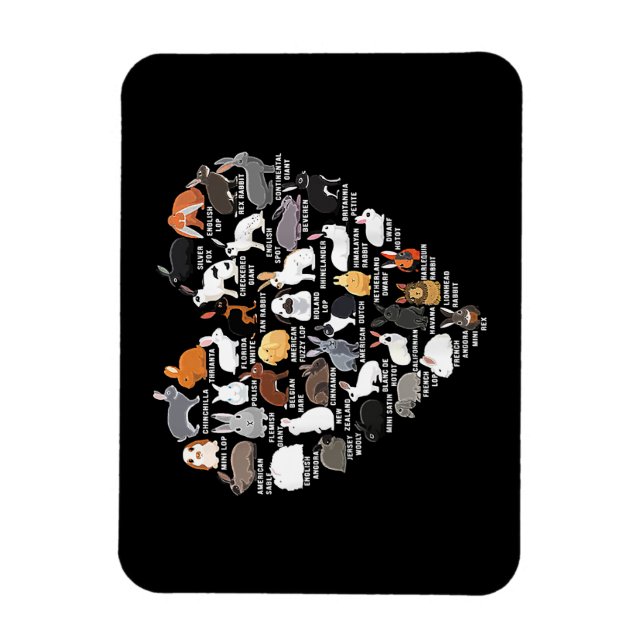 Magnet Flexible Love Bunnies Funny Coeur lapin (Vertical)