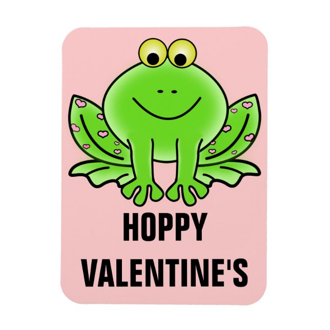 Magnet Flexible Love Frog Drôle Salutation : Hoppy Valentine's Day (Vertical)