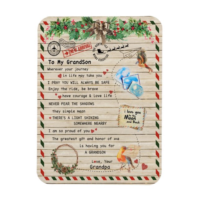 Magnet Flexible Love Grandson|Lettre À Mon Petit-Fils Je Suis Fièr (Vertical)