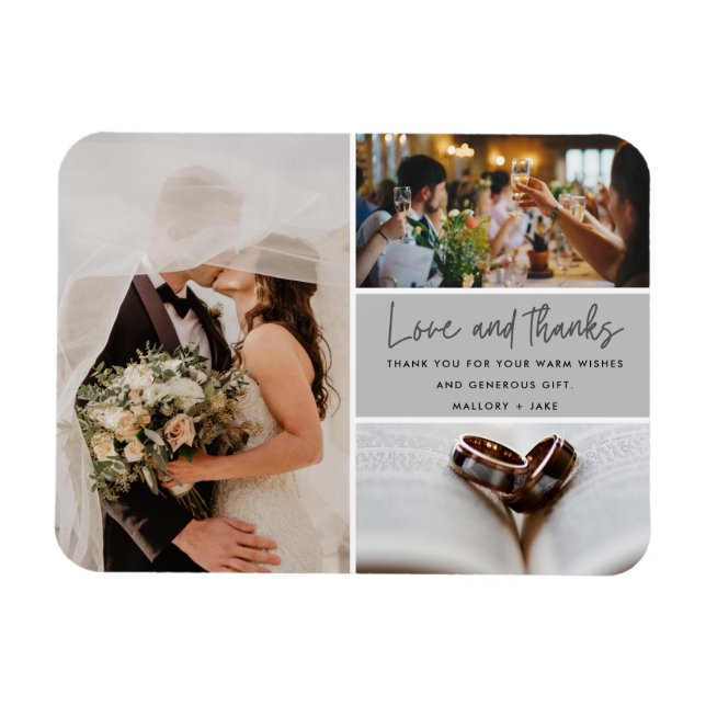 Magnet Flexible Love Thanks 3 Mariage photo Merci (Horizontal)