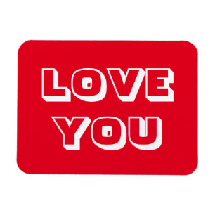 Magnet Flexible Love You rouge blanc moderne audacieuse typographi