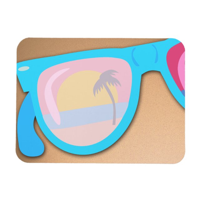 Magnet Flexible Lunettes de soleil couché Cool amusant Retro Illus (Horizontal)