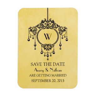 Magnet Flexible Lustre Vintage jaune Enregistrer l'aimant de date