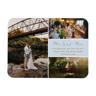 Magnet Flexible M. et Mme Merci Photo Collage bleu et or