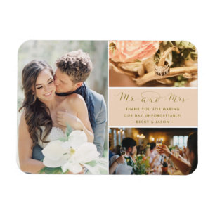 Magnet Flexible M. et Mme Merci Photo Collage Peach and Gold