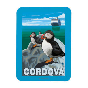 Magnet Flexible Macareux et bateau de croisière - Cordova, Alaska