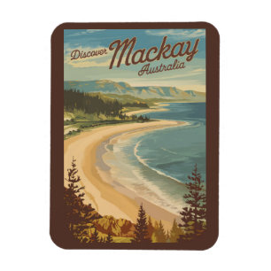 Magnet Flexible Mackay Australie Illustration Voyage Art Vintage