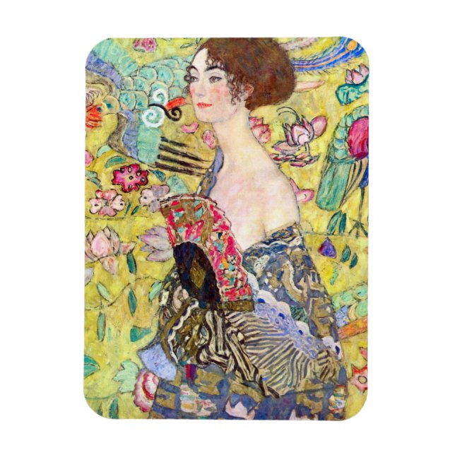 Magnet Flexible Madame avec la fan par Gustav Klimt, Japonism (Vertical)