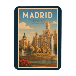 Magnet Flexible Madrid Espagne Fontaine Cibeles Illustration Voyag